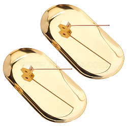 2Pcs Hexagon Brass Incense Burner Holder, with 2Pcs Stainless Steel Oval Plate, Golden, 19x22x10mm(AJEW-ME0004-08)