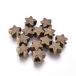 Tibetan Style European Beads, Lead Free & Nickel Free, Star, Antique Bronze, 12x12x7mm, Hole: 4.5mm(X-MPDL-Q194-AB-FF)