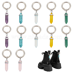 Bullet Gemstone Marten Boots Pendant Decoration, with Alloy Spring Gate Rings, for Shoes Boot Purse Packbag Accessories, 71mm, 12pcs/set(PALLOY-PH01610)