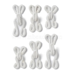 Gorgecraft 48 Sets 3 style Cloth Clover Brass Buckles, Sewing Hooks and Eyes Closure, for Bra Clothing Trousers Skirt Sewing DIY Craft, White, 17.5~36x11~14x2~8.5mm, Hole: 2~3x4.5~5mm, 12sets/style(DIY-GF0004-80)