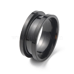 Stainless Steel Grooved Finger Ring, Electrophoresis Black, Inner Diameter: 17mm(RJEW-WH0004-32B-EB)