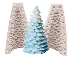 3D Christmas Tree DIY Candle Two Parts Silicone Molds, for Xmas Tree Scented Candle Making, Bisque, Assembled: 8x7.7x13.5cm, Inner Diameter: 6.2x12.1cm(CAND-B002-01B)