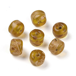 Handmade Lampwork Beads, Column, Dark Goldenrod, 11~13x10~11mm, Hole: 3mm(LAMP-M020-01A)