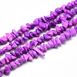 Synthetic Turquoise Beads Strands, Dyed, Chip, Medium Orchid, 5~13x5~13x1~7mm, Hole: 1mm, about 240~420pcs/strand, 34.6 inch(G-R002-03)