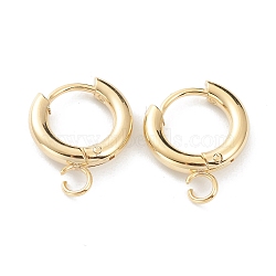201 Stainless Steel Huggie Hoop Earring Findings, with Horizontal Loop and 316 Surgical Stainless Steel Pin, Real 24K Gold Plated, 16x13.5x2.5mm, Hole: 2.5mm, Pin: 1mm(STAS-P283-01A-G)
