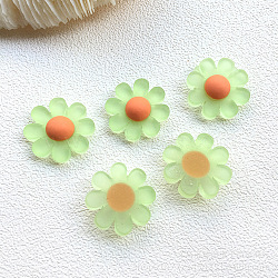 Resin Frosted Cabochons, DIY for Earrings & Bobby Pin Accessories, Flower, Green Yellow, 23x23mm(RESI-TAC0001-04B)