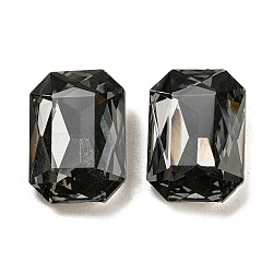 Glass Rhinestone Cabochons, Back Plated, Faceted, Rectangle, Black, 24.5~25x17.5~18x7.5~8mm(GLAA-A006-25B)