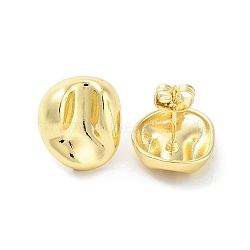 Rack Plating Brass Stud Earring, Long-Lasting Plated, Nuggets, Nuggets, 16x14mm(EJEW-C078-05B-G)