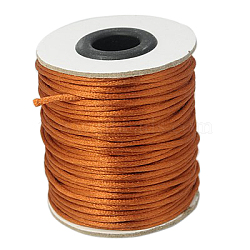 Nylon Cord, Satin Rattail Cord, for Beading Jewelry Making, Chinese Knotting, Chocolate, 2mm, about 50yards/roll(150 feet/roll)(NWIR-A003-30)
