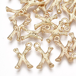 Brass Pendants, Letter, Real 18K Gold Plated, Letter.X, 15.5x10x2mm, Hole: 1.5mm(KK-S348-331X)