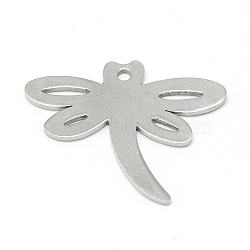 304 Stainless Steel Stamping Blank Tag Pendants, Dragonfly, Stainless Steel Color, 21x21x1mm, Hole: 2mm(STAS-T008-026)