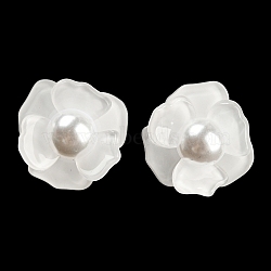 Imitation Pearl Acrylic 3D Flower Stud Earrings, with S925 Sterling Silver Pins, White, 22x20mm, Pin: 0.7mm(MACR-K354-01)