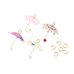 Acrylic Pendants, with 304 Stainless Steel Open Jump Rings, Mixed Color, 20~21x20x20mm, Hole: 1.6mm(KY-FP0001-04)