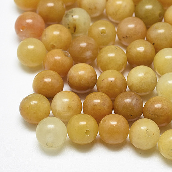 Natural Topaz Jade Beads, Half Drilled, Round, 8mm, Half Hole: 1.2mm