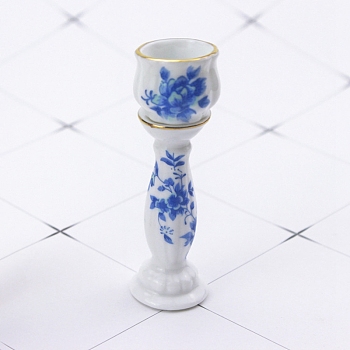 Mini Porcelain Roman Pillar Flower Pot, for Dollhouse Accessories, Pretending Prop Decorations, Flower Pattern, Pillar: 65x26mm, Flowerpot: 25x20mm