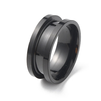 Titanium Steel Grooved Finger Ring, Electrophoresis Black, Inner Diameter: 17mm
