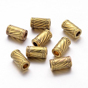 Tibetan Style Alloy Beads, Lead Free and Cadmium Free, Column, Antique Golden Color, Size: about 6mm in diameter, 11mm long, hole: 3mm.