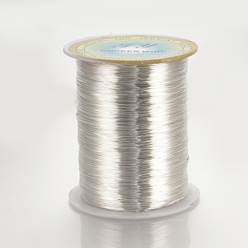 Round Copper Wire for Jewelry Making, Silver, 28 Gauge, 0.3mm, about 3608.92 Feet(1100m)/roll
