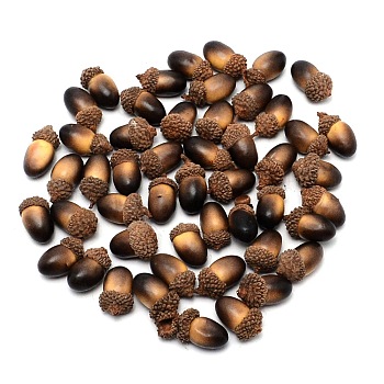 Acorn Foam Display, with Plant Leaf, for Home Display Decorations, Coconut Brown, 25~45x15~30mm, 50pcs/bag