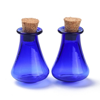 Glass Cork Bottles, Glass Empty Wishing Bottles, DIY Vials for Home Decorations, Blue, 17x27mm