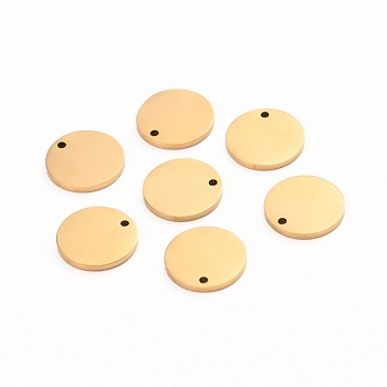 Ion Plating(IP) 304 Stainless Steel Charms, Polished, Stamping Blank Tag, Laser Cut, Flat Round, Golden, 10x1mm, Hole: 0.8mm