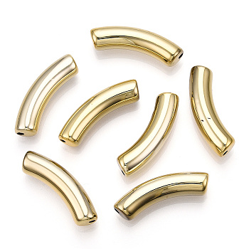 UV Plating Acrylic Beads, Curved Tube, Golden Plated, 33x8x8mm, Hole: 1.6mm