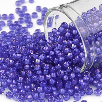 TOHO Round Seed Beads, Japanese Seed Beads, (934) Inside Color Crystal/Wisteria Lined, 8/0, 3mm, Hole: 1mm, about 222pcs/bottle, 10g/bottle
