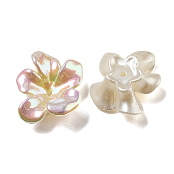 UV Plating Iridescent ABS Plastic Bead Caps, 5-Petal Flower, Thistle, 24x21.5x4mm, Hole: 1.5mm