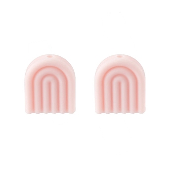 Food Grade Eco-Friendly Silicone Beads, Rainbow, Pink, 19.5x17x6mm, Hole: 2mm
