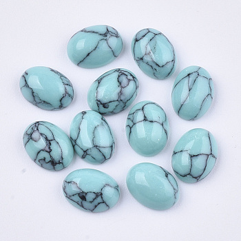 Synthetic Turquoise Cabochons, Oval, Medium Turquoise, 8x6x3mm