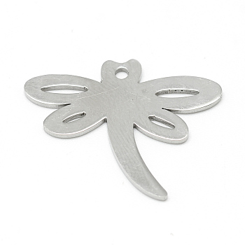 304 Stainless Steel Stamping Blank Tag Pendants, Dragonfly, Stainless Steel Color, 21x21x1mm, Hole: 2mm