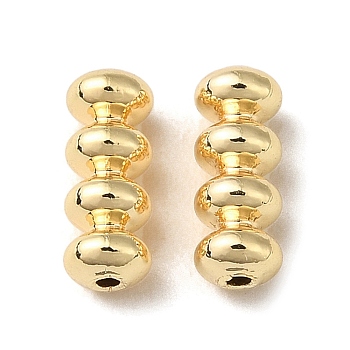 Brass Beads, Grooved Beads, Column, Real 18K Gold Plated, 8x3mm, Hole: 0.7mm