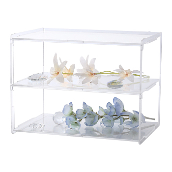 2-Tier Transparent Acrylic Minifigures Display Case, Dustproof Case for Models, Building Blocks, Doll Display Holder, Clear, 19x12x14.8cm