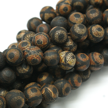 8mm Brown Round Tibetan Agate Beads