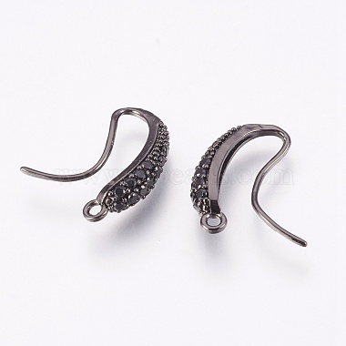 Brass Earring Hooks with Cubic Zirconia(KK-P150-44B)-2