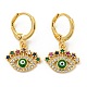 Evil Eye Real 18K Gold Plated Brass Dangle Leverback Earrings(EJEW-A033-06G-03)-1