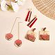 3 Pairs 3 Style Heart & Trapezoid & Square Resin & Walnut Wood Dangle Stud Earring(EJEW-SW00014-01)-4