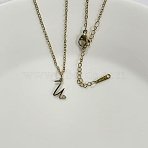 304 Stainless Steel Letter Pendant Necklaces, Golden, Lead Free & Nickel Free & Cadmium Free, Letter U, 20.08~20.28 inch(51~51.5cm), charm: 11x11.5mm(NJEW-WH0027-04U-G-NR)