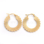 201 Stainless Steel Hoop Earrings, with 304 Stainless Steel Pin, Hypoallergenic Earrings, Flower, Golden, 33x30x1.5mm, Pin: 1mm(EJEW-A054-14G)
