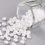 TOHO Short Magatama Beads, Japanese Seed Beads, (121) Opaque Luster White, 4.5x4x3mm, Hole: 1.2mm, about 450g/bag(SEED-TM04-121)