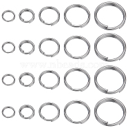 400pcs 5 Styles 304 Stainless Steel Split Rings, Double Loops Jump Rings, Stainless Steel Color, 5~12x1~2mm, Inner Diameter: 3.8~10mm, Single Wire: 0.5~1mm, 80pcs/style(STAS-SC0005-95)
