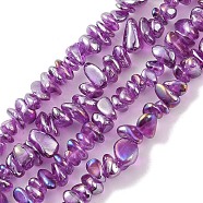 Spray Painted Glass Beads Strands, Chip, Medium Orchid, 2.5~6.5x3~10x4~12.5mm, Hole: 1mm, 33.86''(86cm)(GLAA-P062-C01)