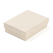 Cardboard Paper Jewelry Storage Boxes with Sponge, Gift Package Supplies, Rectangle, Antique White, 9.2x7x2.7cm(CON-P023-01D-02)