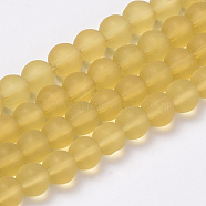 Transparent Glass Beads Strands, Frosted, Round, Pale Goldenrod, 8mm, Hole: 1.5mm, about 42pcs/strand, 11.8 inch(X-GLAA-Q064-11-8mm)