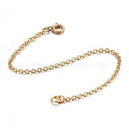 304 Stainless Steel Chain Extender, with Spring Clasp, Golden, 102mm long, Links: 2.5x2x0.5mm, Ring: 5x1mm, Clasp: 7.5x1.5mm(X-STAS-H471-01G-4)