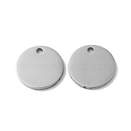 304 Stainless Steel Charms, Stamping Blank Tag, Flat Round Charm, Stainless Steel Color, 13x1.3mm, Hole: 1.6mm(STAS-Q308-09H-P)