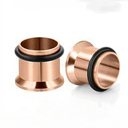 316 Surgical Stainless Steel Screw Ear Gauges Flesh Tunnels Plugs, Rose Gold, 1/4 inch(8mm)(X-STAS-YWC0001-01B-RG)