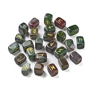 Rectangle Natural Indian Agate Rune Stones, Healing Stones for Chakras Balancing, Crystal Therapy, Meditation, Reiki, Divination, 15~16x11~12x11~11.5mm, 25pcs/set(G-Z059-01H)