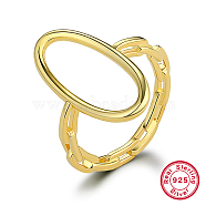 925 Sterling Silver Finger Ring, Hollow Oval, Real 18K Gold Plated, Inner Diameter: 18mm(KD4692-15-1)