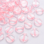 Transparent Acrylic Beads, Flat Round, Pink, 16x5mm, Hole: 2.8mm, about 480pcs/500g(TACR-S154-09A-26)